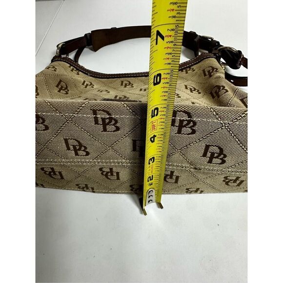 DOONEY & BOURKE SIGNATURE MONOGRAM BLACK GREY EAST/WEST SLOUCH SATCHEL BAG - Picture 12 of 16